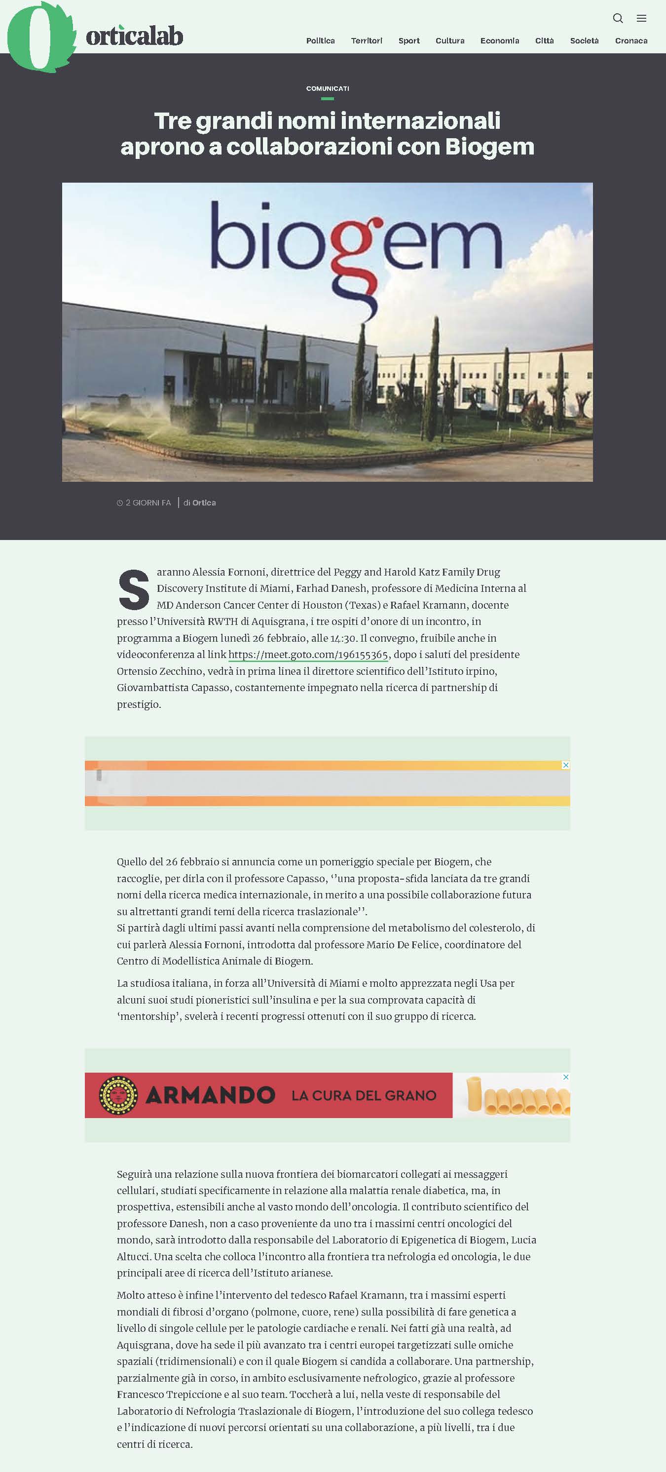 Tre grandi nomi internazionali aprono a collaborazioni con Biogem